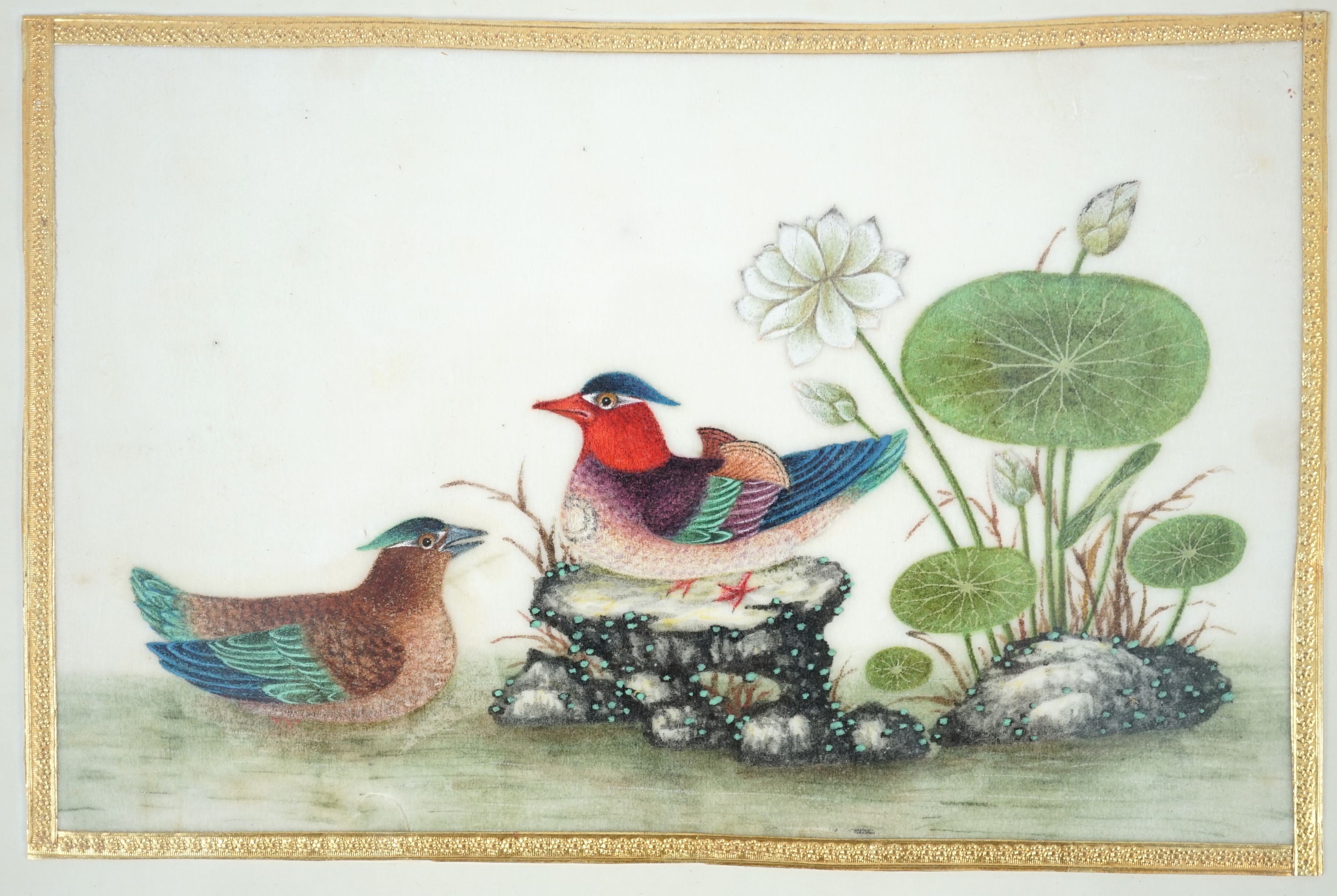 A set of 16 Chinese pith paintings of birds and flowers, mid 19th century, Largest Image 12cm x 18cm